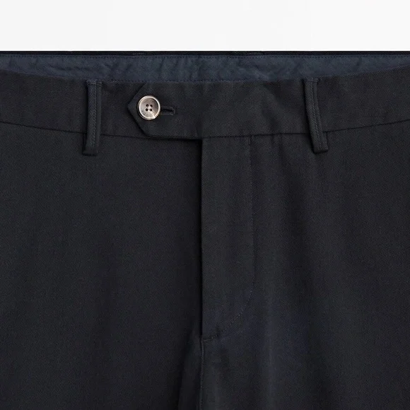 NWT. Massimo Dutti Black Cotton Blend Slim Fit Chino Trousers. Size 32.